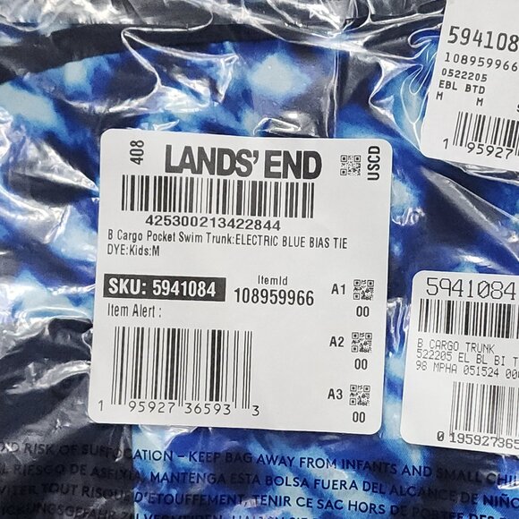 Lands' End - Boys Cargo Pocket Boardshorts Swim Trunks Size Medium NWT - Picture 6 of 6